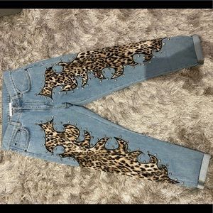 Moschino Blue Jeans with leopard print